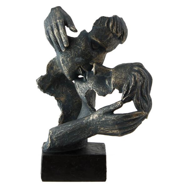 Lovers Kissing Sculpture - 28Cm - OAC34U1