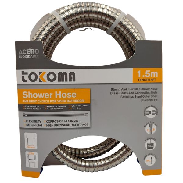 Tokoma Stainless Steel Shower Hose - 1.5m (5ft)