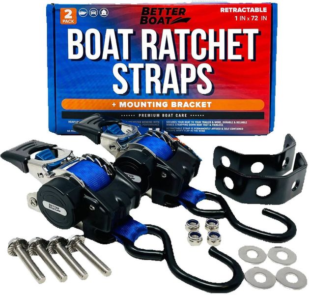 Stainless Steel Retractable Ratchet Straps, Heavy Duty Set, Inch x 43 Inch