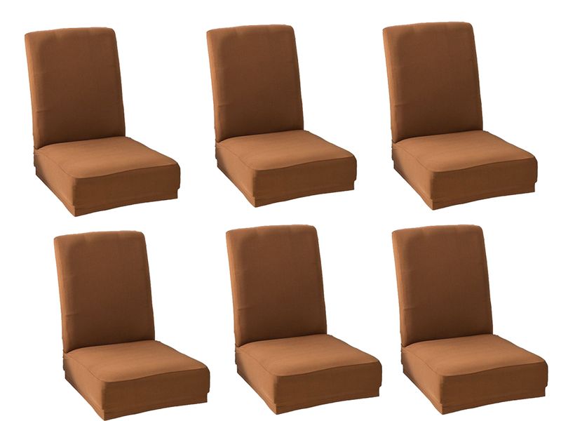 Tentech-6Piece Plain Color Elastic Stretch Dining Seat Chair Cover