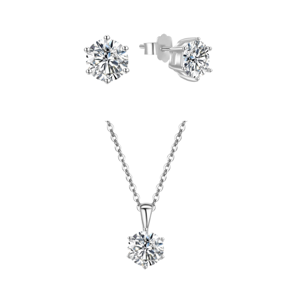 Zirconia Solitaire Necklace & Earring Set in Sterling Silver by Zana