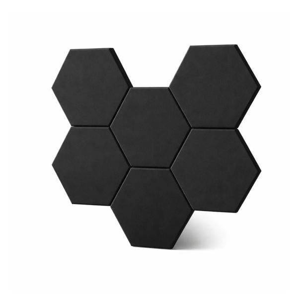 Acoustic Panels Echo-Less Hexagon Polyester Fibre+ Black (Pack of 6)