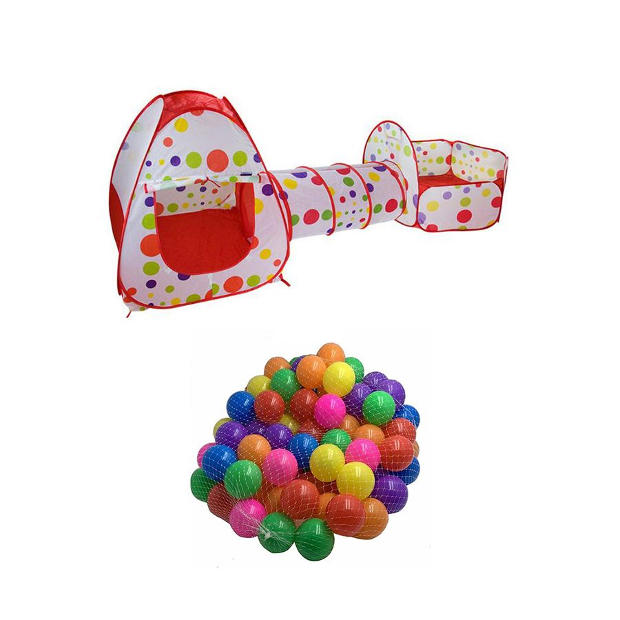 3 in 1 Children Interactive PlayTent With Crawling Tunnel & 200 Balls