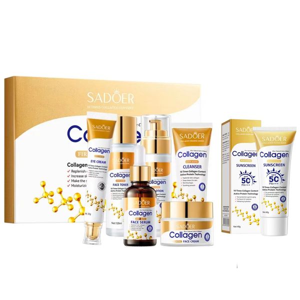SADOER Collagen Skincare Set + SPF50 Sunscreen - Firming &amp; Hydrating Care