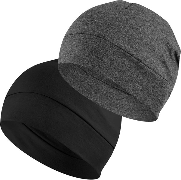 Cotton Skull Caps,2pc Lightweight Beanie Sleep Hats Breathable Helmet Liner