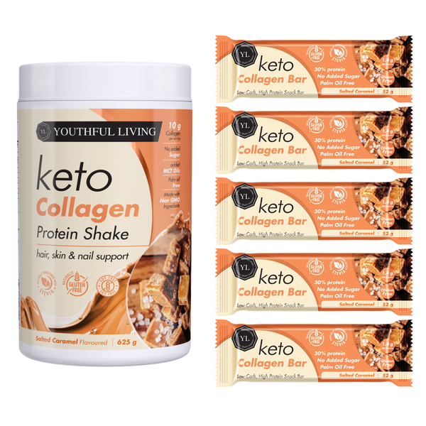 Keto Collagen Shake &amp; Protein Bars Bundle - Salted Caramel | YL