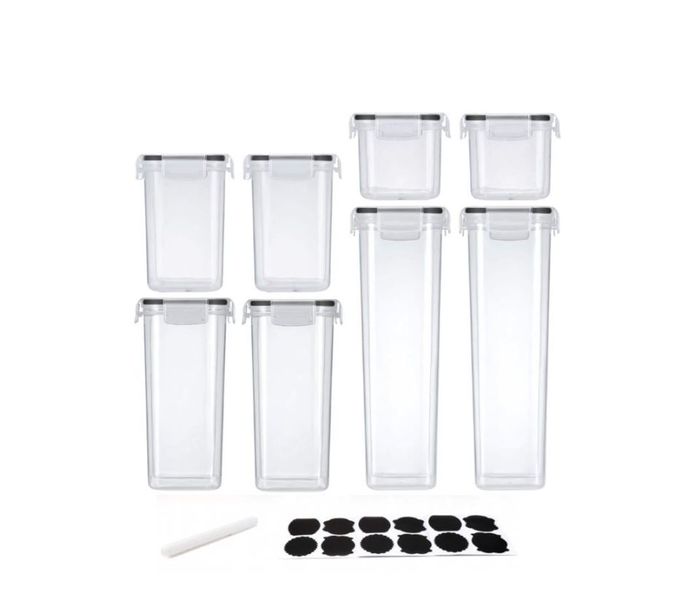 8 Pieces Plastic Airtight Food Storage Containers With Label &amp; Marker