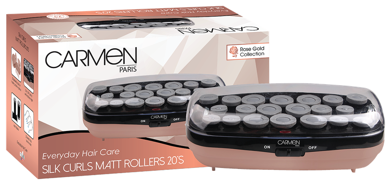 Carmen Silk Curls Hot Rollers 20-Piece Set - Black Velvet Finish