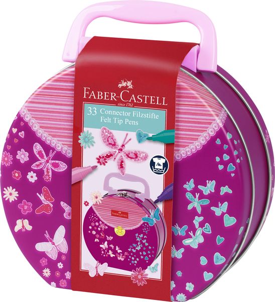 Faber-Castell, Handbag: 33 Connector felt tip pens in tin