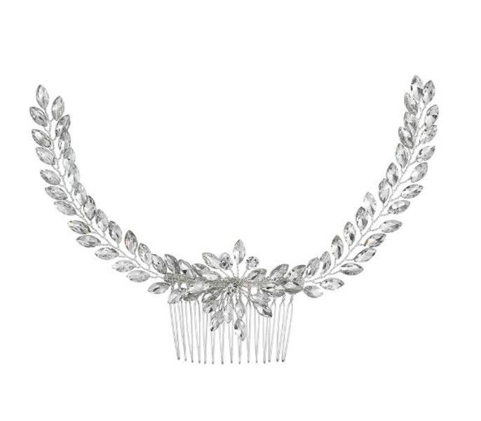 Olive Tree - Crystal Styled Hair Comb 03 - Bridal / Formal Event