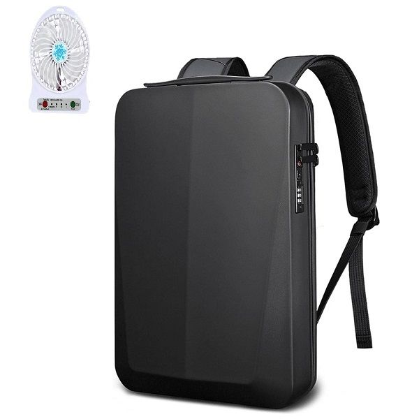 Incredible Black Tough Laptop Secure Backpack With Portable Fan