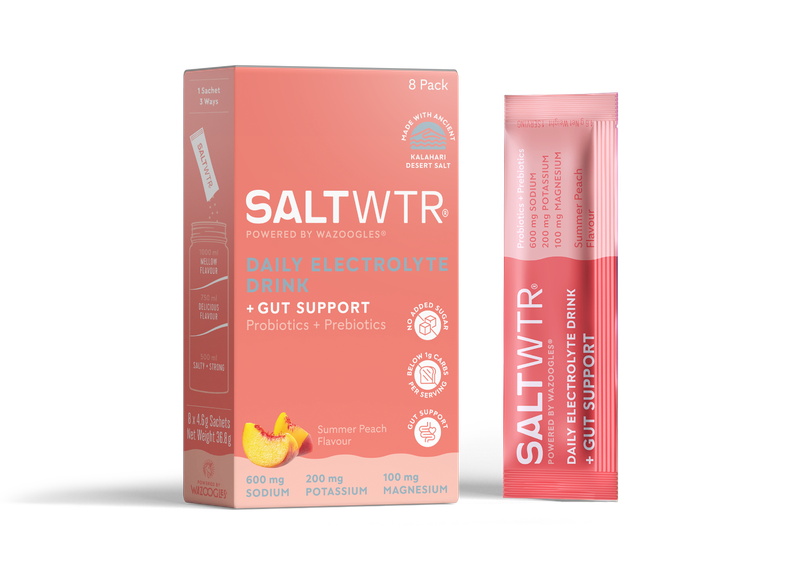 SaltWTR 8s, Summer Peach - Sugar-free Electrolytes, Gut Support Hydration