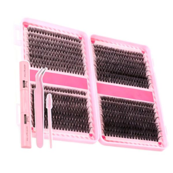 DIY 640Piece Slender Eyelash Cluster, 10-16mm Natural Eyelash Extension