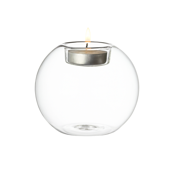 Round Glass Tealight Candle Holder - 8 x 6.5cm