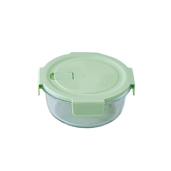 Borosilicate Glass Food Container Round Meal Container with Lid