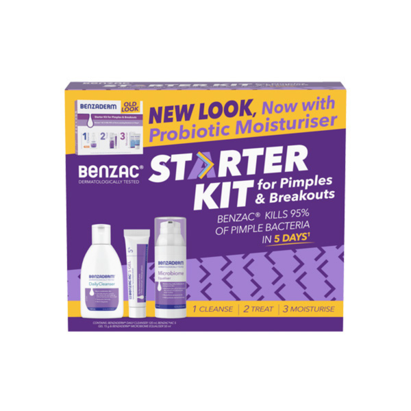 Benzac Starter Kit, For Pimples &amp; Breakouts, For Acne-Prone Skin