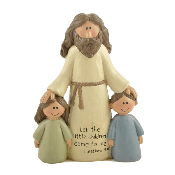 Figurine Christian Religious Resin Statue Jesus with Boys &amp; Girls