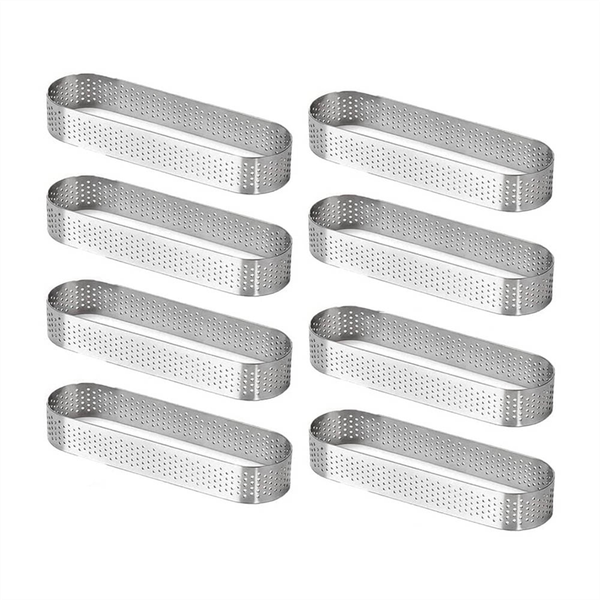 8Pcs Oval Tartlet Molds,French Dessert Mousse Fruit Pie Tart Ring Quiche