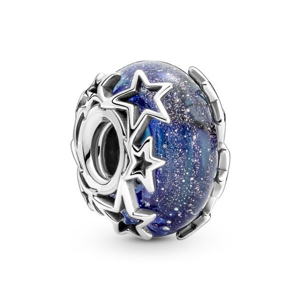 Galaxy Blue &amp; Star Murano Bead