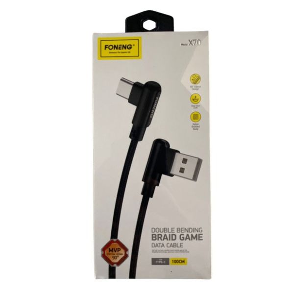 Foneng 3A Double Bending Braid Game USB-C Data Cable