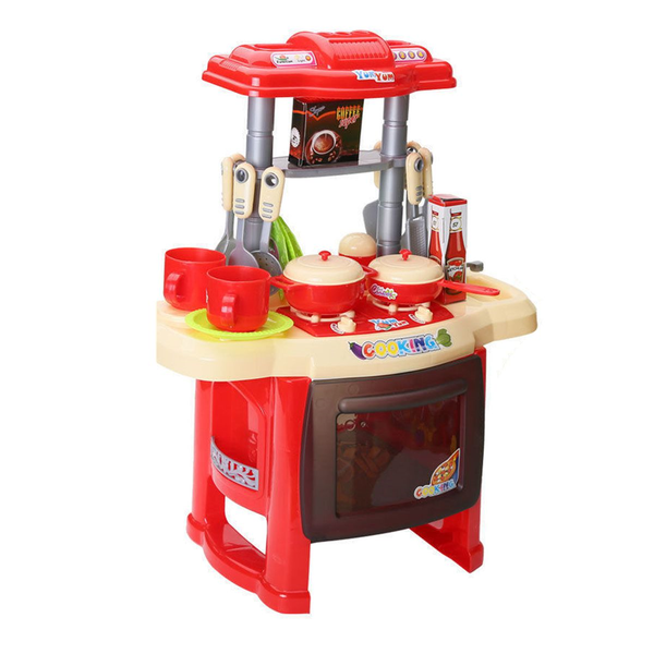Kids Pretend Play Kitchen Cooking Set Toy - Red