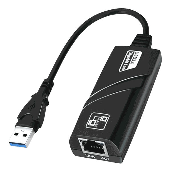 USB 3.0 Gigabit Ethernet Adapter for Laptops Black 10x5x5 cm