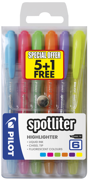 Pilot Spotliter Highlighters - Wallet of 6 Colours
