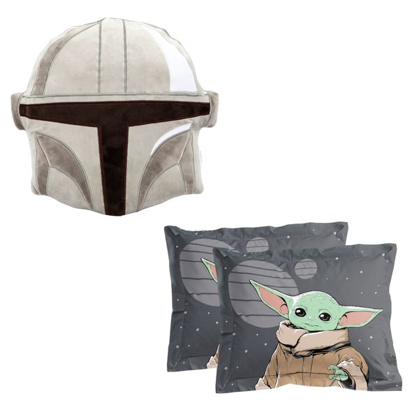 Mandalorian - Cutest Bounty 3 Piece Oxford Pillowcases &amp; Shaped Pillow