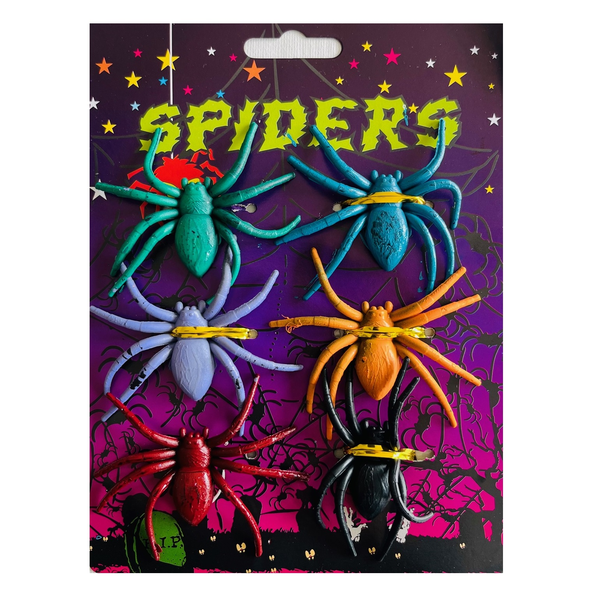 Halloween Multi-Colour Spiders - Fake Spiders Props (Set of 6 Spiders)