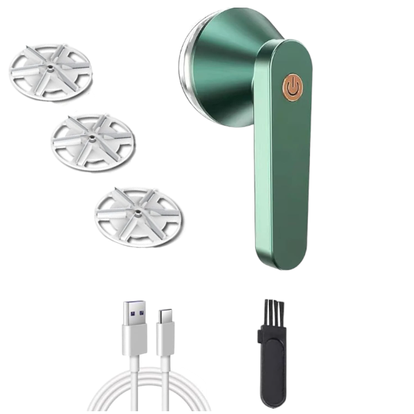 Electric Lint Remover With 3 Replacement Blade Heads - Green