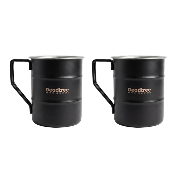 Deadtree Stainless Steel Bushmug 450ml Black - 2 Pack