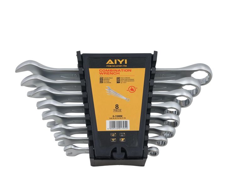 AIYI 8-Piece Combination Spanner Set - Sizes 6mm to 19mm AY001-795