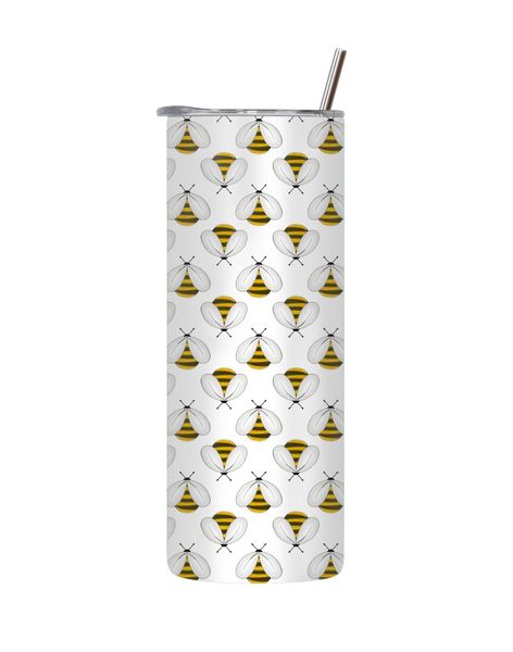 Bee-20 20 Oz Tumbler with Lid Straw Trendy Bees Pattern Graphic Present 209