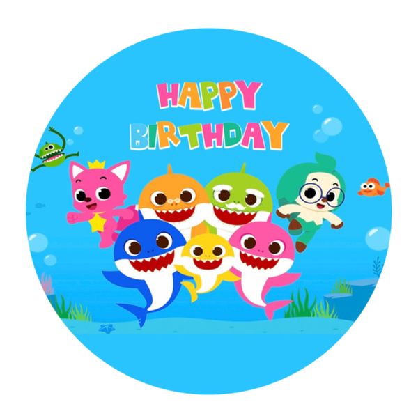 Baby Shark Round Wooden Vinyl Signage 40CM