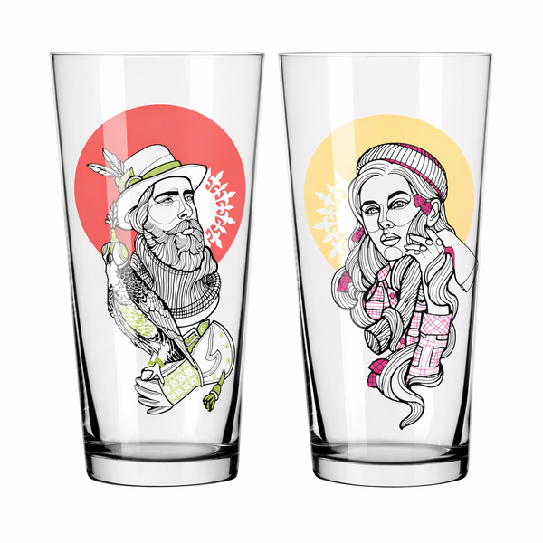 Ritzenhoff Farbknall Forest Illustration Tumbler Glass Set of 2 | Germany