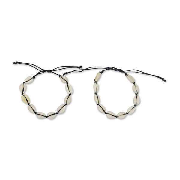 Bracelet - Cowrie Shell - Black String - Jewellery - Pack of 2