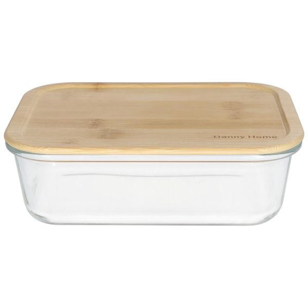 Danny Home Borosilicate Food Container With Bamboo Lid 23cm