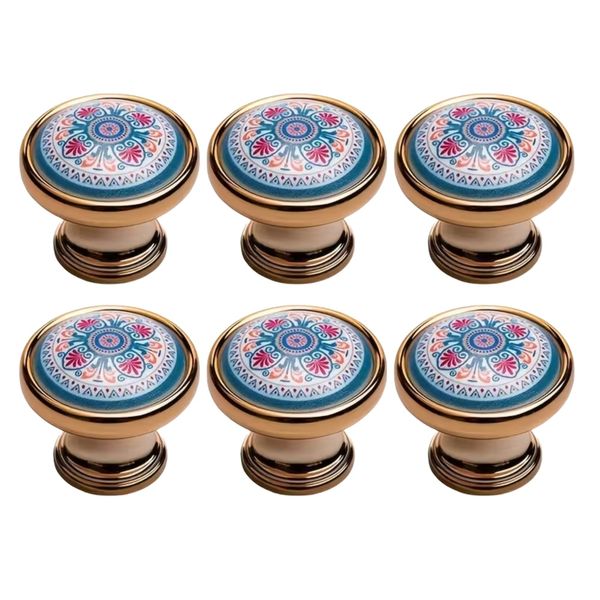 Tool DIY Bohemian Boho Floral Cabinet Drawer Handle Knob (3cm) - 6 Piece