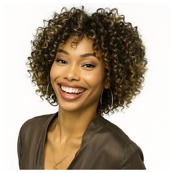 Curly Hair Topper with Bangs - for Women Natural Look Synthetic