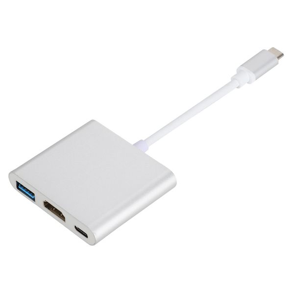 3-in-1 USB-C Hub Compatible with HDMI+USB3.0 Silver