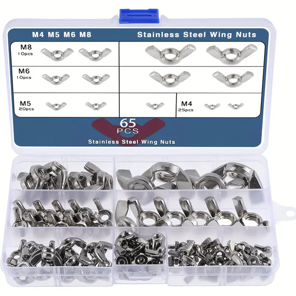 HB 65pcs M4 M5 M6 M8 Butterfly Wing Nuts