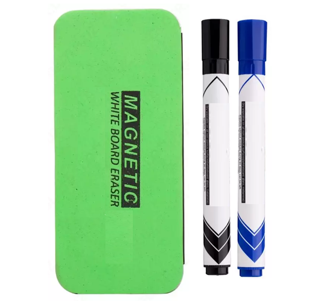 Whiteboard Marker Set - Magnetic Eraser &amp; 2 Markers
