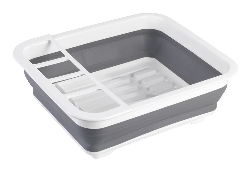 Wenko - Dish Rack Foldable Silicone - 36X13X31 - White/Grey