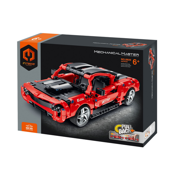 Pull-back Muscle Car Construction Set - Red - 457 pieces, by iM.Master