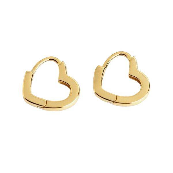 Heart Huggie Earrings in 9kt Yellow Gold