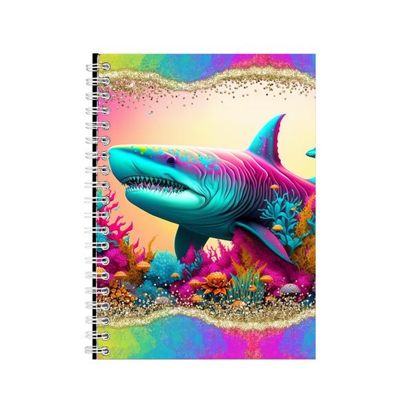 Neon Shark 2 Notebook Animal Gift Idea Notepad Pad 74