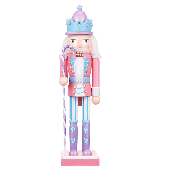 Seasons Greetings Christmas Nutcracker Soldier 25cm - Pink &amp; Purple