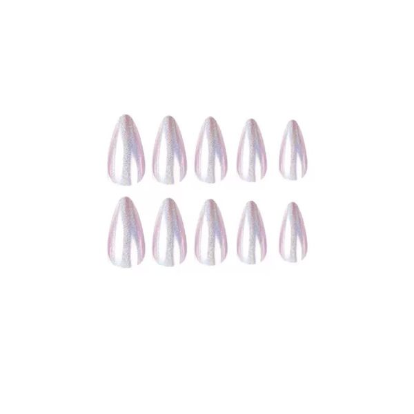 French Minimalist Nail Art Purple Glitter Aurora False Nails