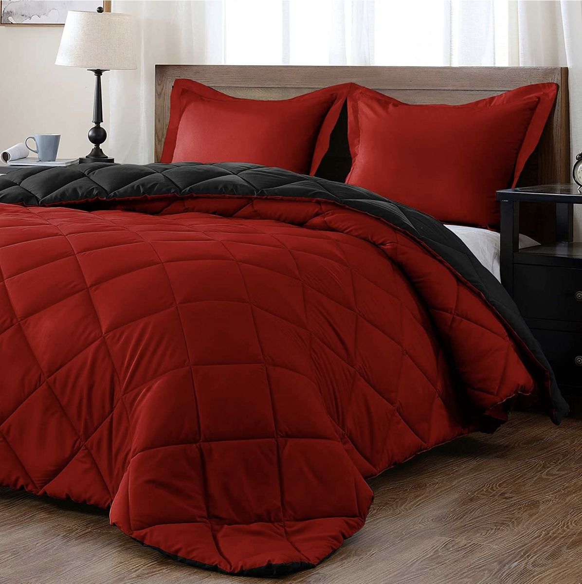 Acesa Premium Reversible 5 Piece Comforter Set Black/Grey