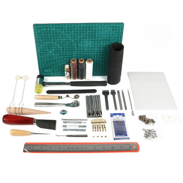 Craft 61 Piece Heavy Duty Leather Craft Stitching Groover Needle Tools Kit